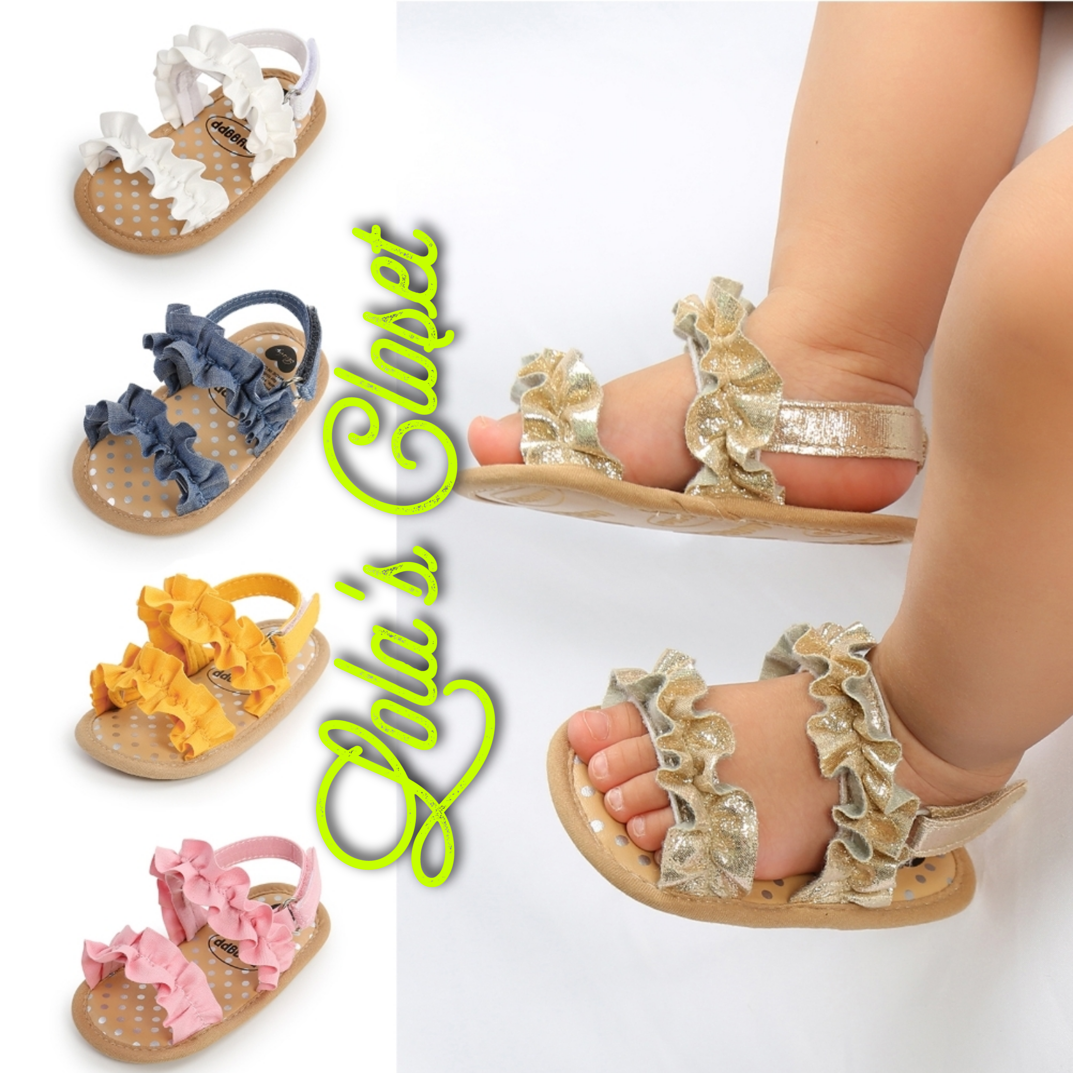 Gold deals ruffle sandals